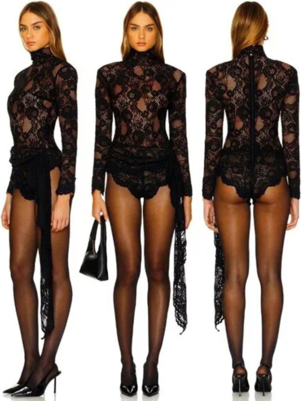 💋BOMBSHELL!💋The Dolls House Flora Romper/ Bodysuit in Black Lace
